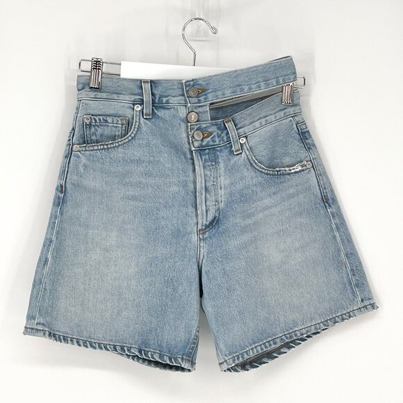 AGOLDE Broken Waistband Denim Shorts Women’s Size 24 Attempt High Rise - Picture 2 of 5